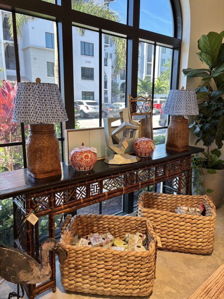Pair of Vintage Asian Rattan Wicker Basket Lamps - Image 5