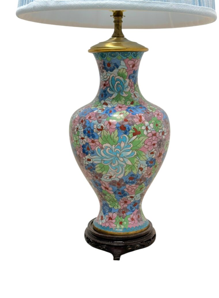 Pair of Vintage Floral Cloisonne Jar Lamps - Image 3