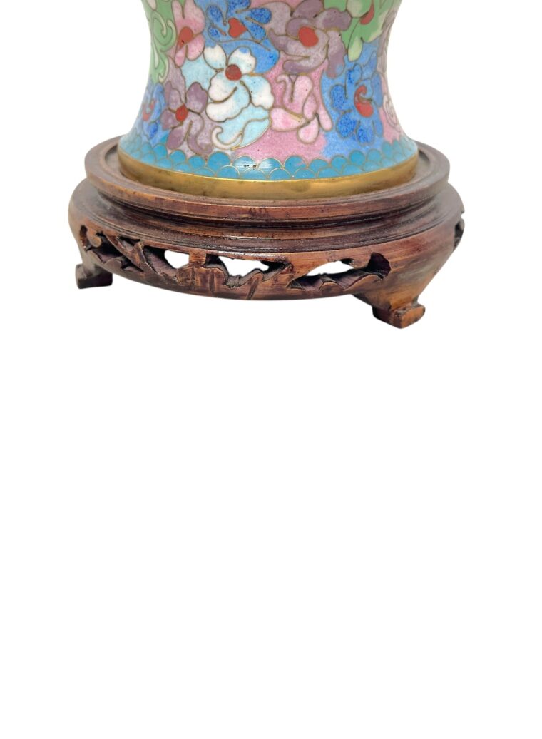 Pair of Vintage Floral Cloisonne Jar Lamps - Image 4