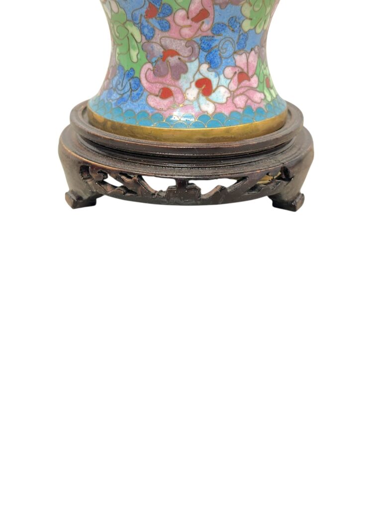 Pair of Vintage Floral Cloisonne Jar Lamps - Image 5