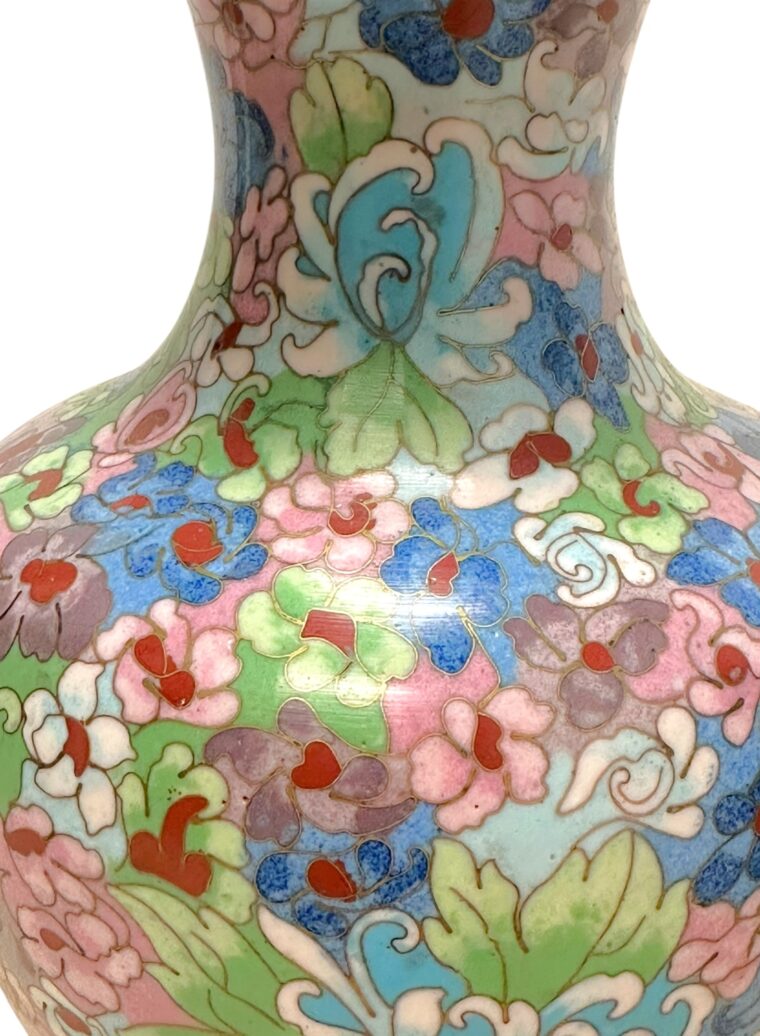 Pair of Vintage Floral Cloisonne Jar Lamps - Image 6