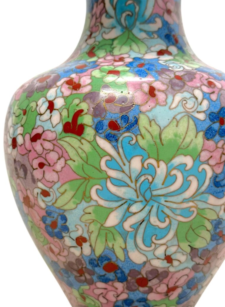 Pair of Vintage Floral Cloisonne Jar Lamps - Image 7