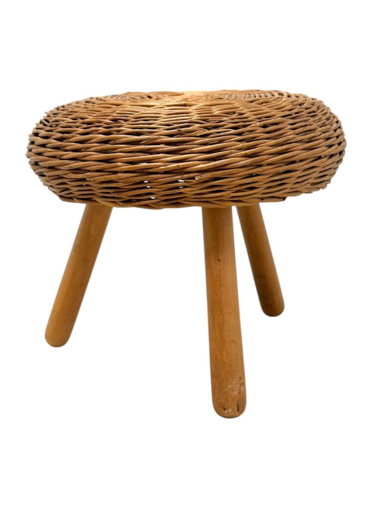 Vintage Mid-Century Modern Wicker Stool - Image 2