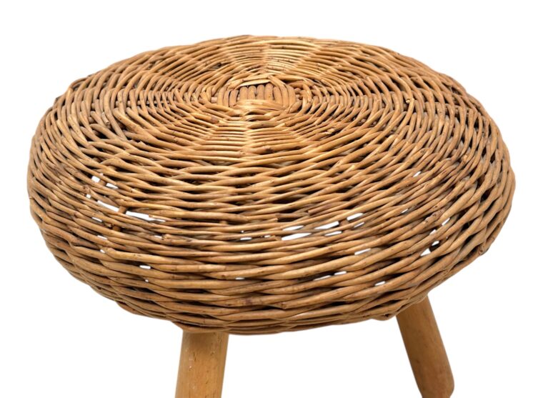 Vintage Mid-Century Modern Wicker Stool - Image 4