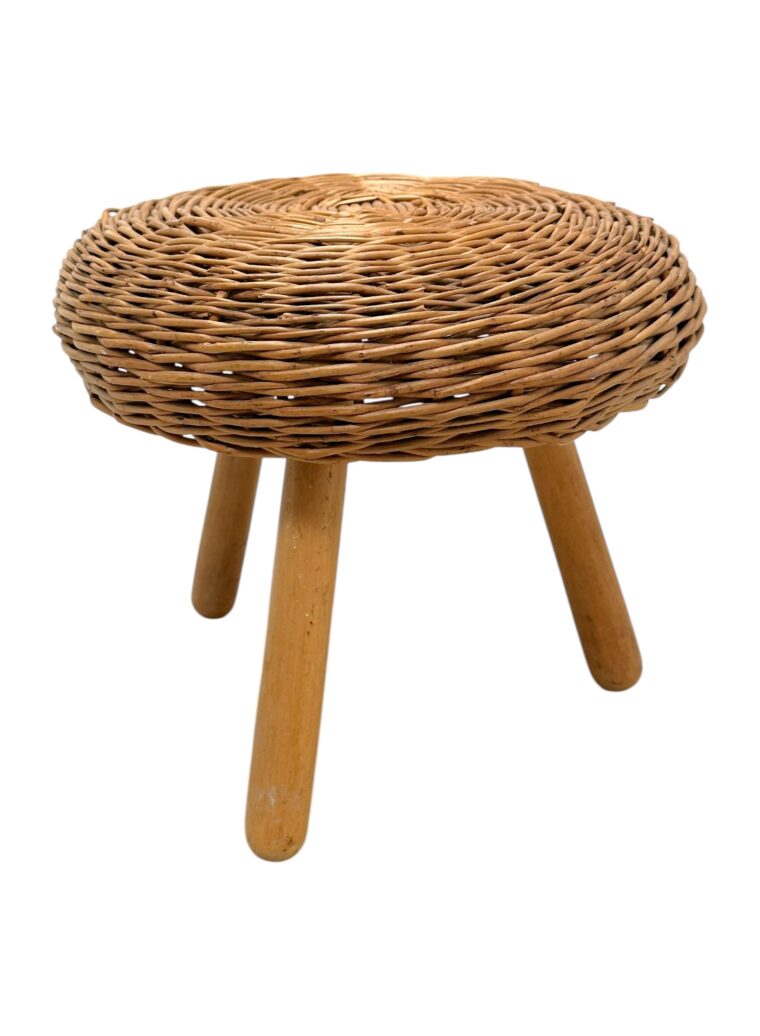 Vintage Mid-Century Modern Wicker Stool - Image 3