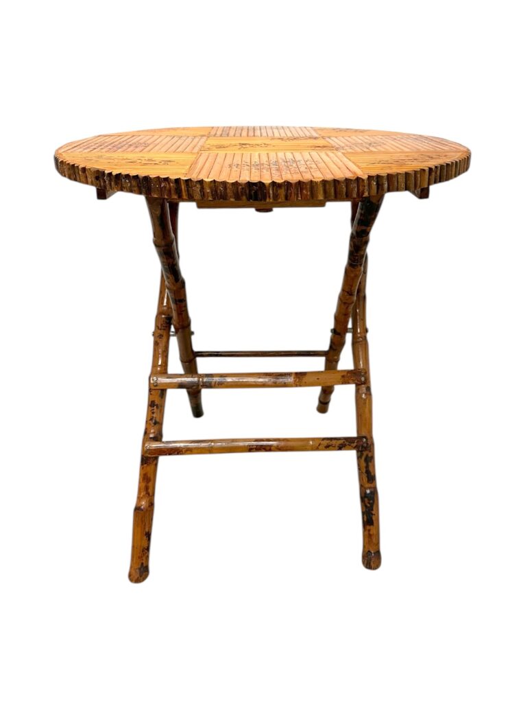 Vintage Burnt Bamboo Round Table - Image 2