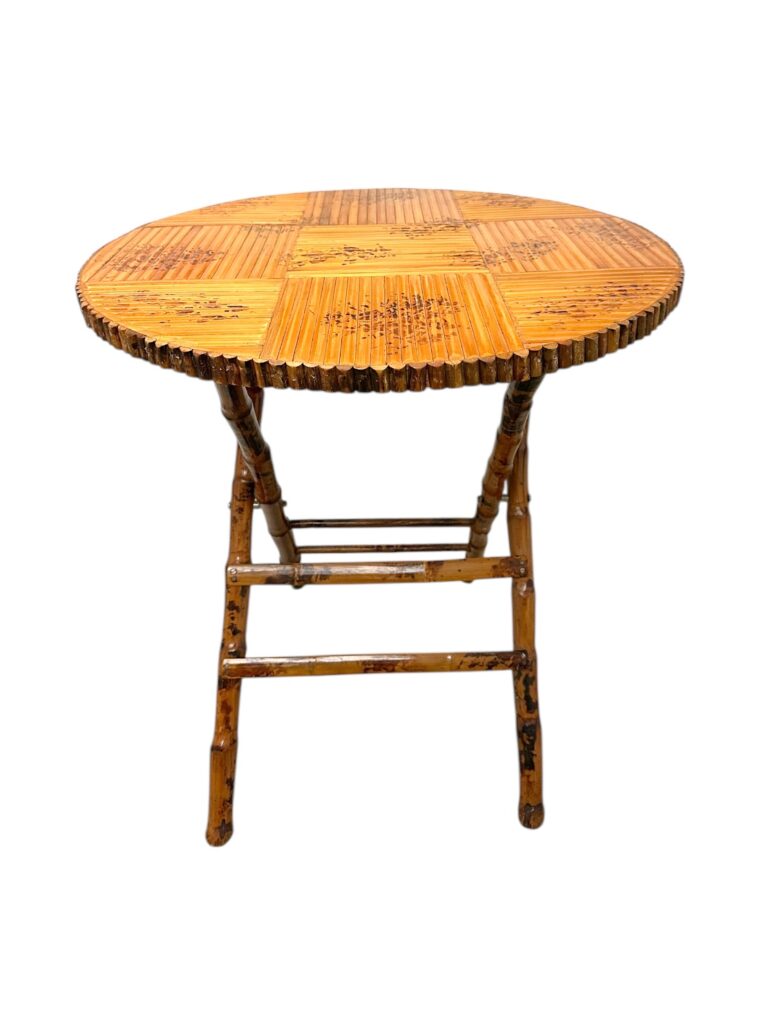 Vintage Burnt Bamboo Round Table - Image 3