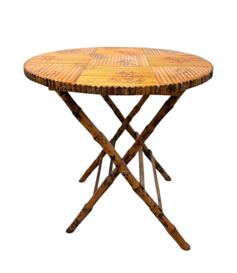 Vintage Burnt Bamboo Round Table