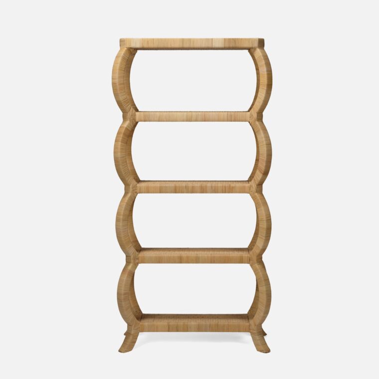 Rattan Bookcases with Curved Exaggerated Frame