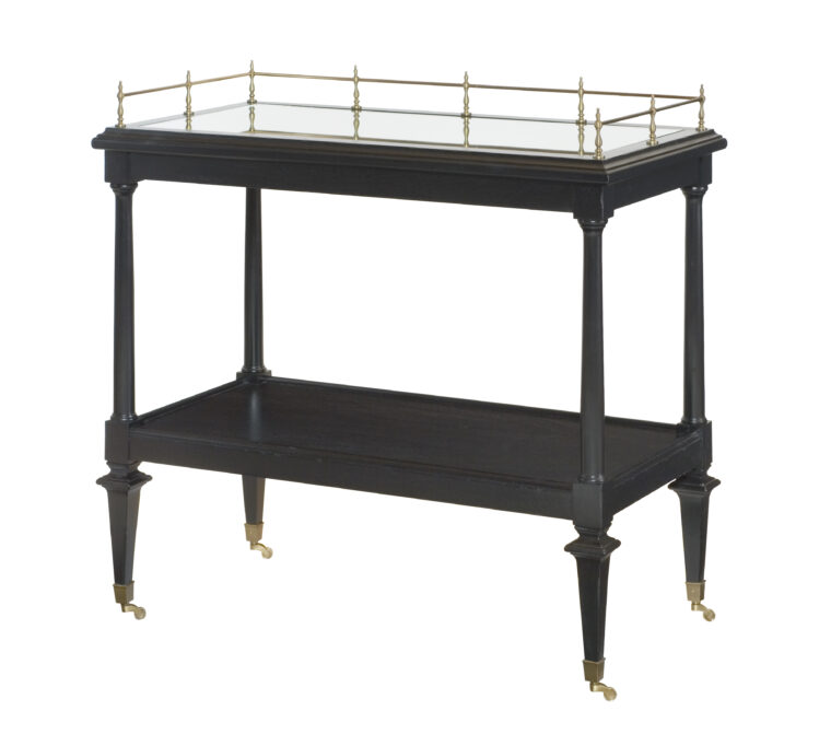 Ebony Bar Cart with Antiqued Mirror Top