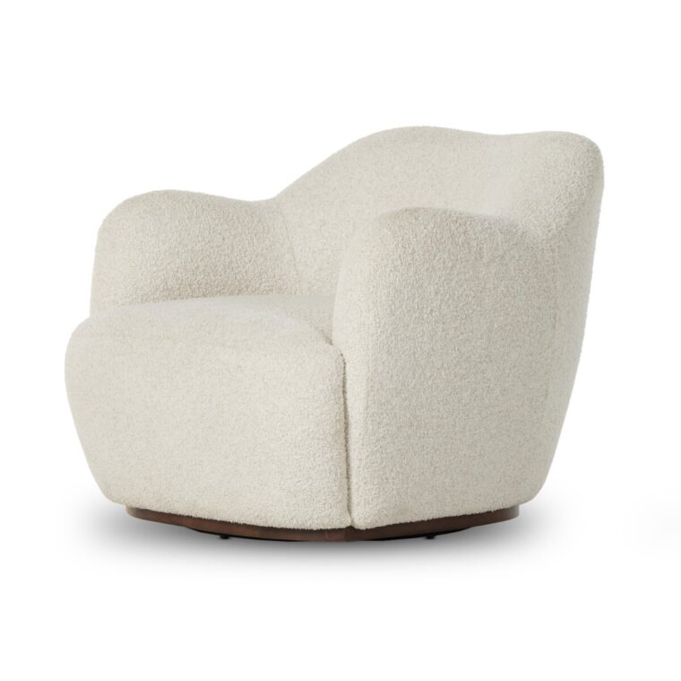 Plush Ivory Swivel Chair - Image 2