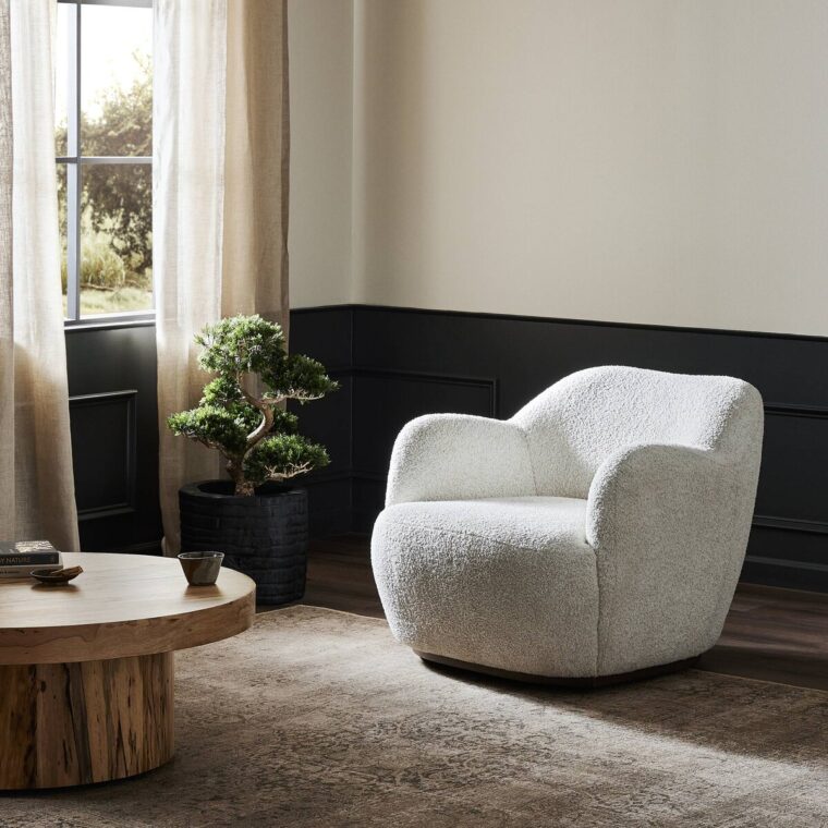 Plush Ivory Swivel Chair - Image 4