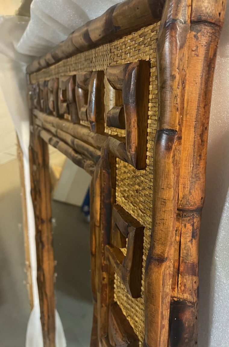 Greek Key Mirror in Antiqued Tortoise Rattan - Image 3
