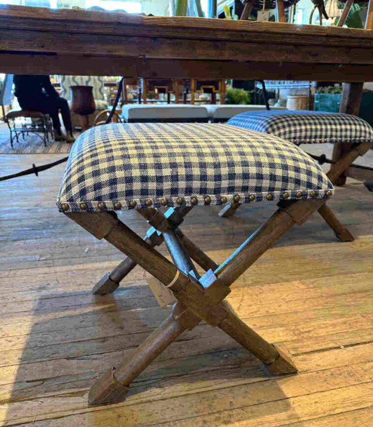 Monty Stool in Gingham Print - Image 2