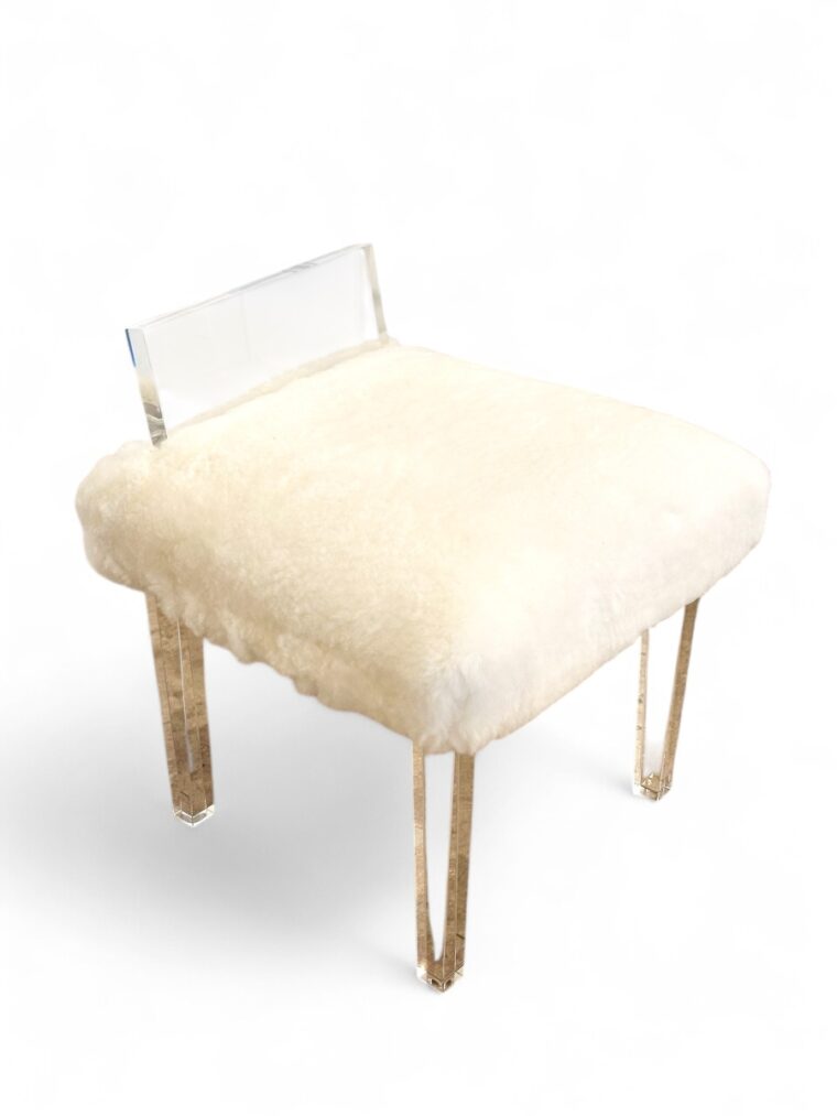 Shearling and Lucite Vanity Stool - Image 2