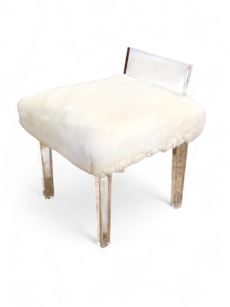 Shearling and Lucite Vanity Stool