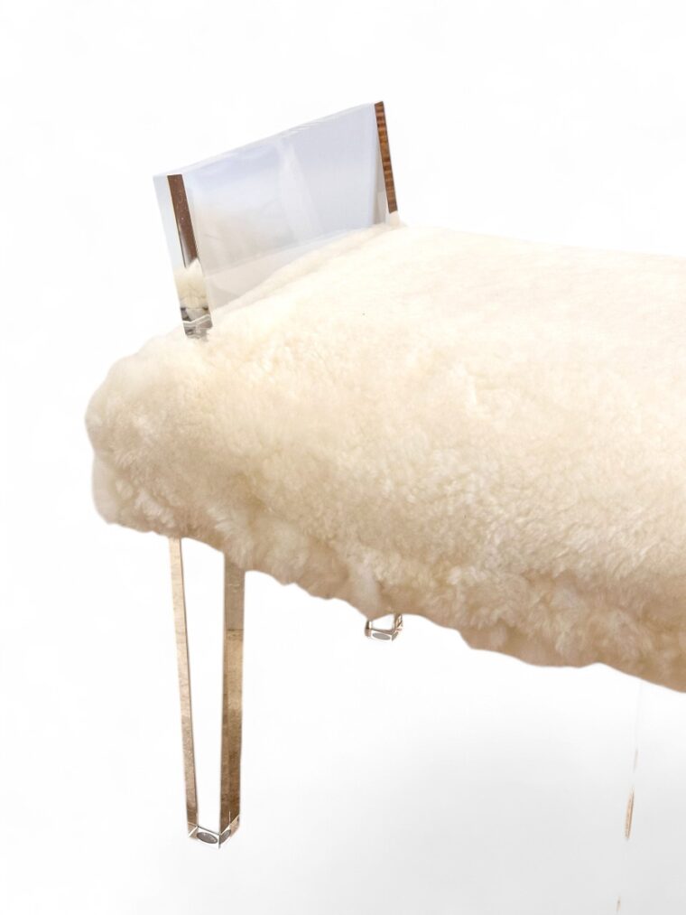 Shearling and Lucite Vanity Stool - Image 3