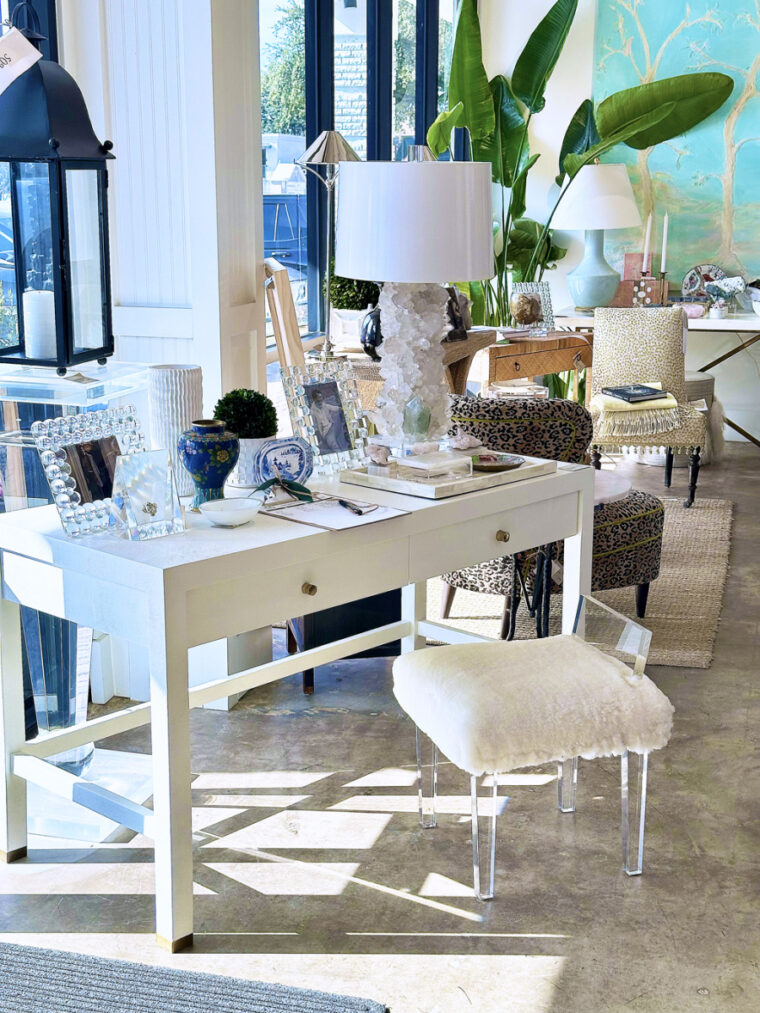 Shearling and Lucite Vanity Stool - Image 5