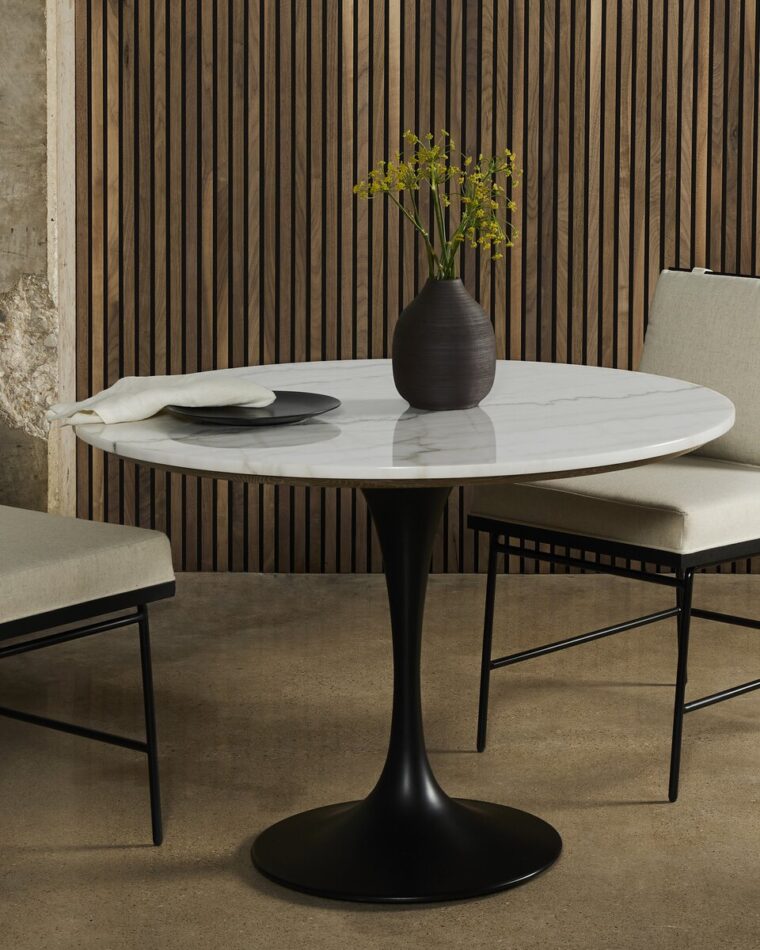 42" Round Powell Marble and Iron Dining Table - Image 14