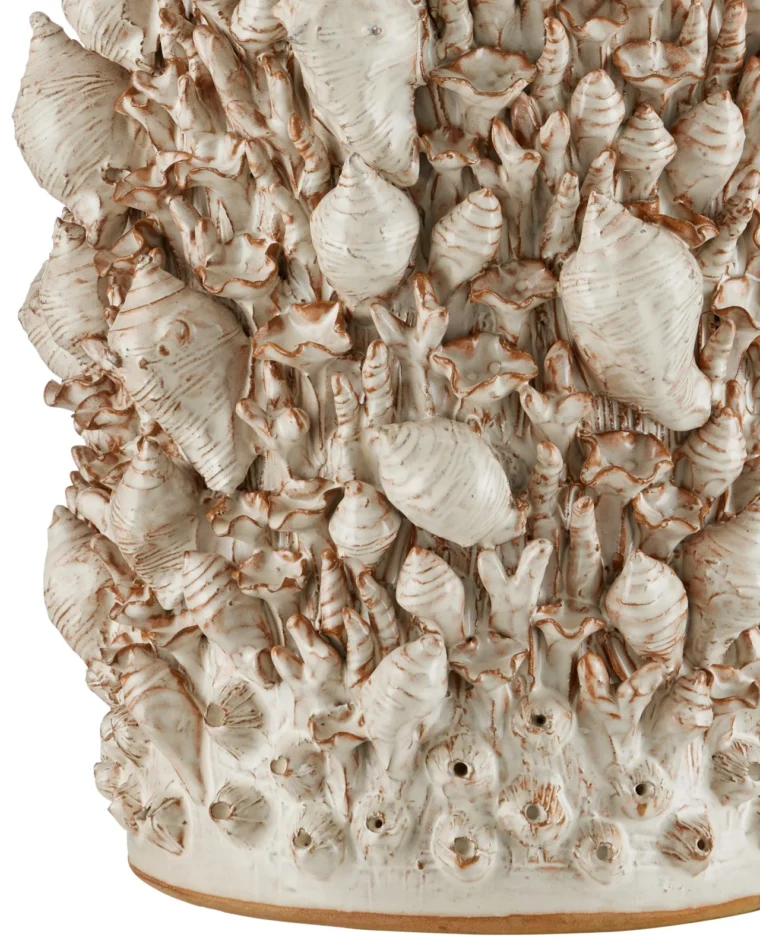 Ivory Faux Shell Ceramic Table Lamp - Image 4