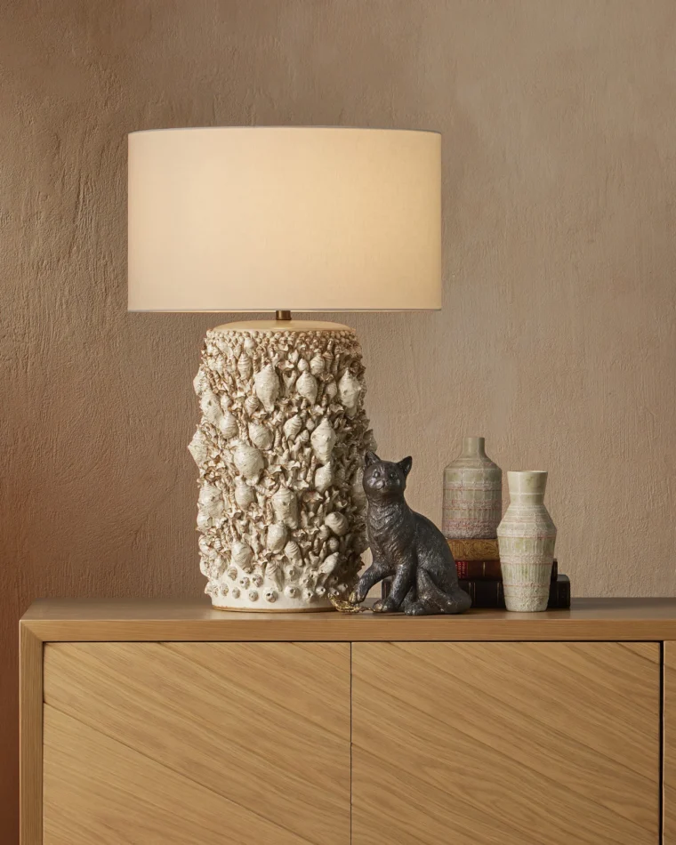 Ivory Faux Shell Ceramic Table Lamp - Image 5