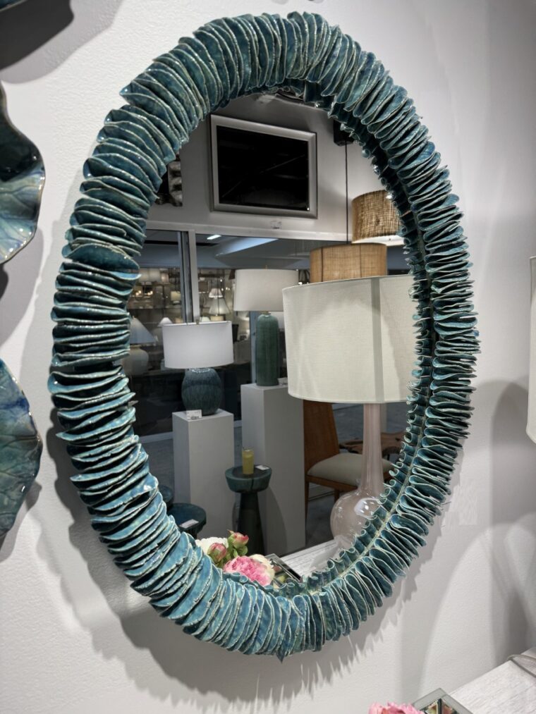 Oval Ceramic Turquoise Mirror - Image 9
