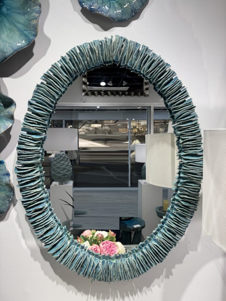 Oval Ceramic Turquoise Mirror - Image 10