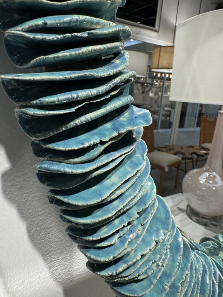 Oval Ceramic Turquoise Mirror - Image 7
