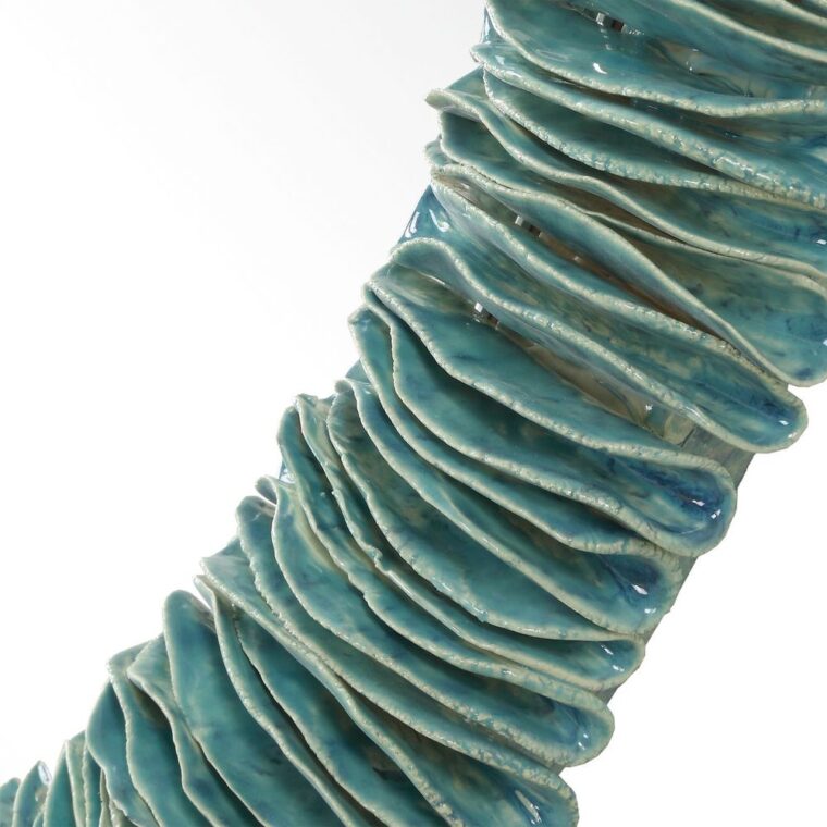 Oval Ceramic Turquoise Mirror - Image 2