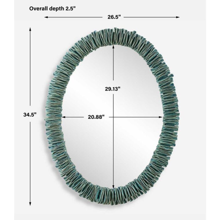Oval Ceramic Turquoise Mirror - Image 5