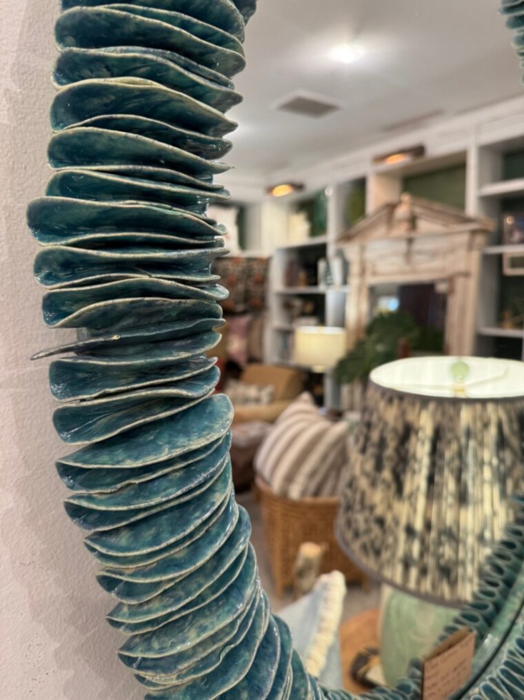 Oval Ceramic Turquoise Mirror - Image 8