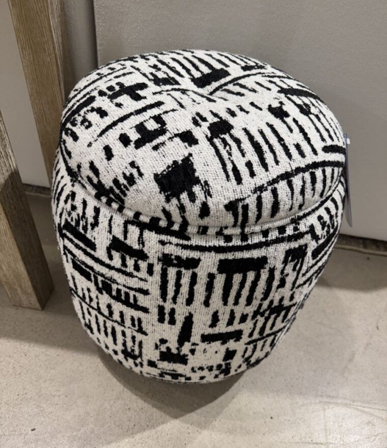 Black and White Abstract Storage Ottoman - Image 8