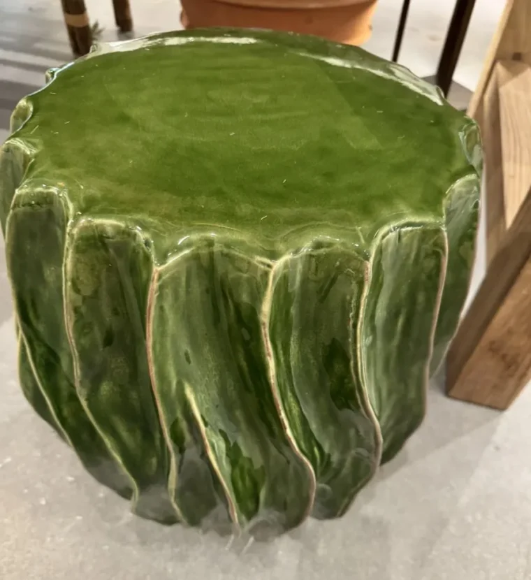 Wavy Verdant Green Ceramic Stool - Image 5