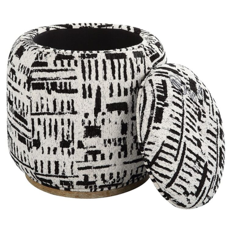 Black and White Abstract Storage Ottoman - Image 2