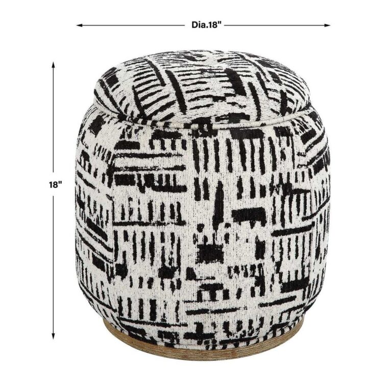 Black and White Abstract Storage Ottoman - Image 9