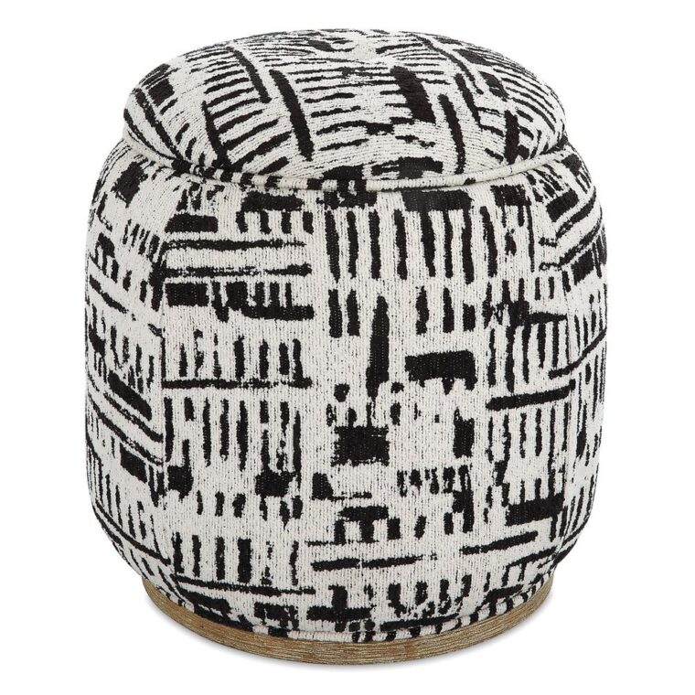 Black and White Abstract Storage Ottoman