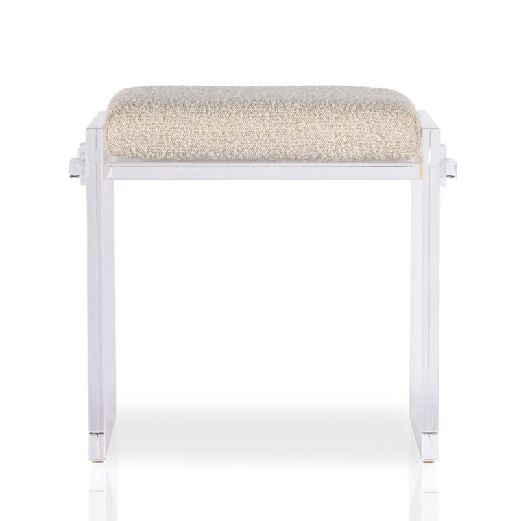 Polished Acrylic and Boucle Stool - Image 2