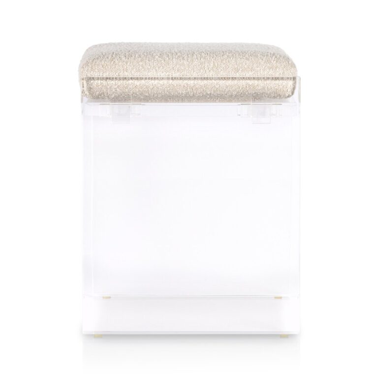 Polished Acrylic and Boucle Stool - Image 3