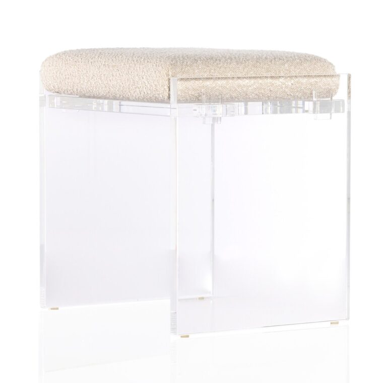 Polished Acrylic and Boucle Stool - Image 4