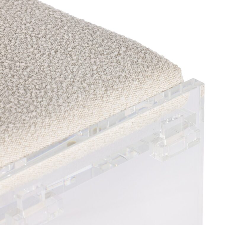 Polished Acrylic and Boucle Stool - Image 7