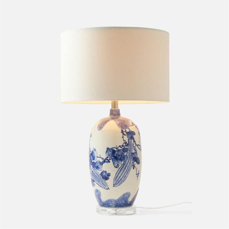 Aziah Blue and White Ceramic Table Lamp