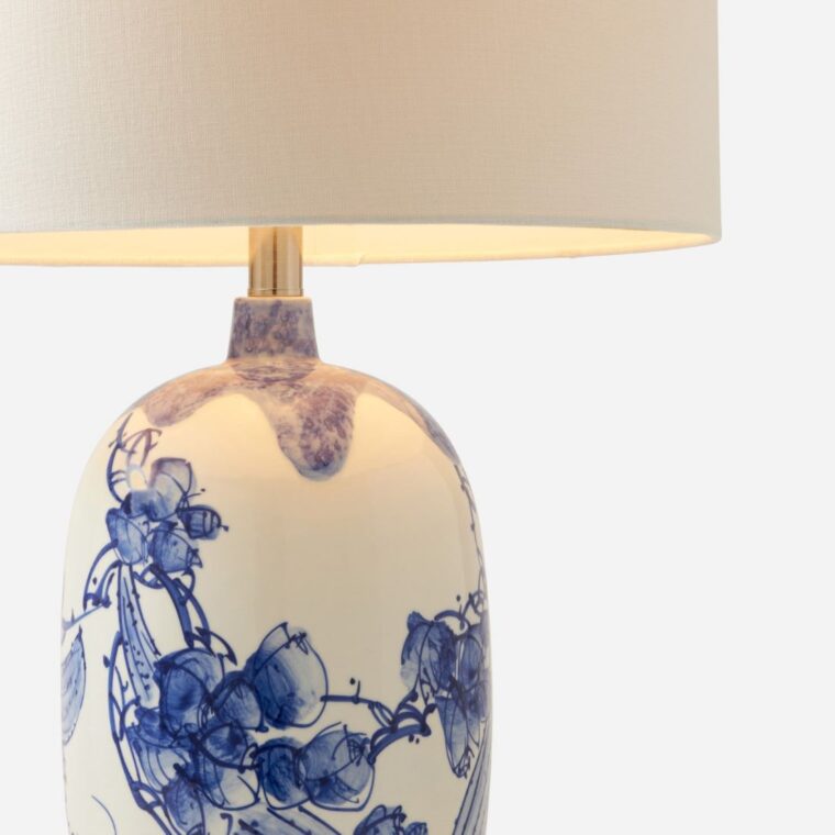 Aziah Blue and White Ceramic Table Lamp - Image 3
