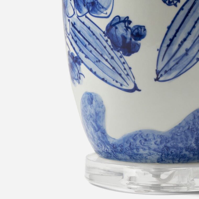 Aziah Blue and White Ceramic Table Lamp - Image 2