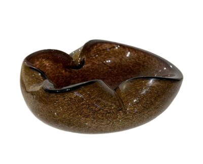 Vintage Brown and Gold Glitter Glass Dish