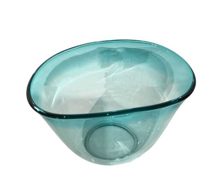 Vintage Scandinavian Aqua Glass Bowl - Image 2