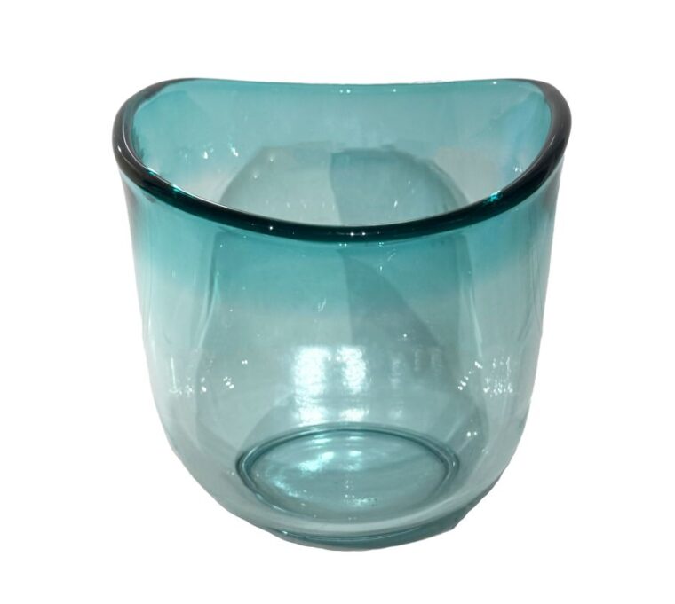 Vintage Scandinavian Aqua Glass Bowl - Image 3