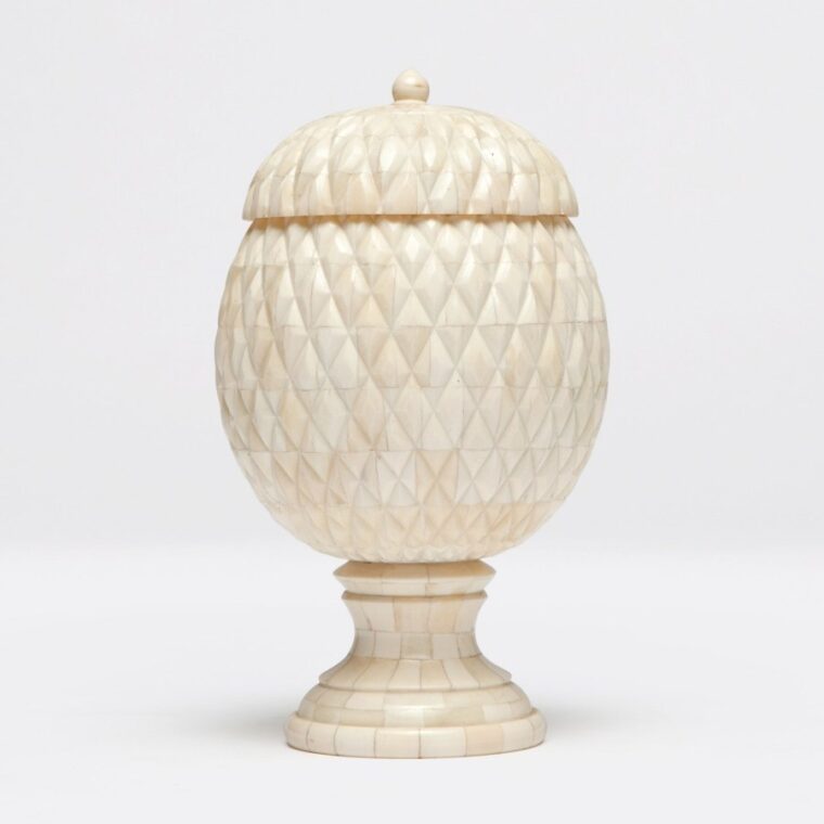 Bone Urn with Pineapple Motif