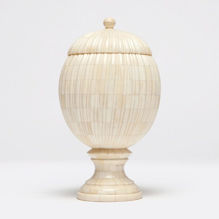 Bone Urn with Vertical Ribs