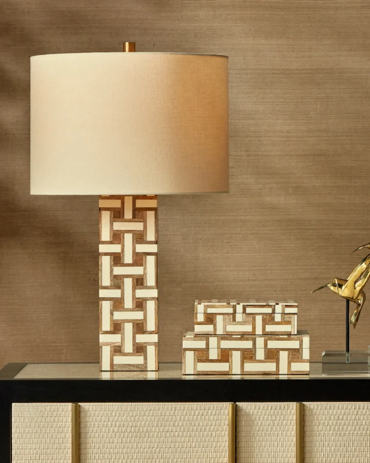 Basketweave Patterned Table Lamp - Image 10