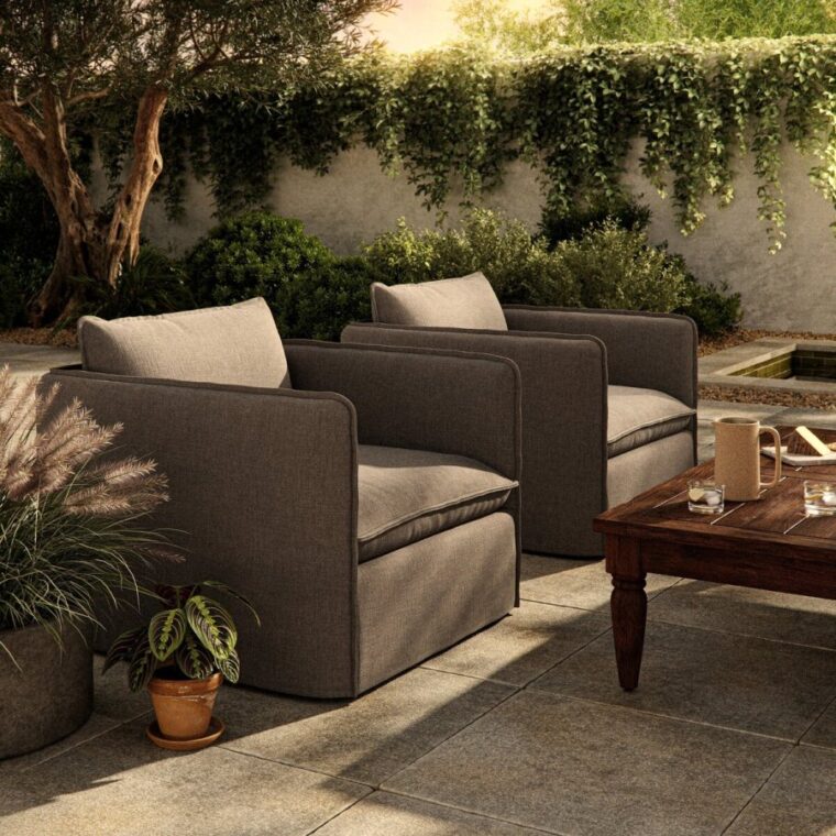 Outdoor Slipcovered Swivel Chair - Image 16